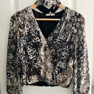Alice + Olivia Animal Print Wrap Top